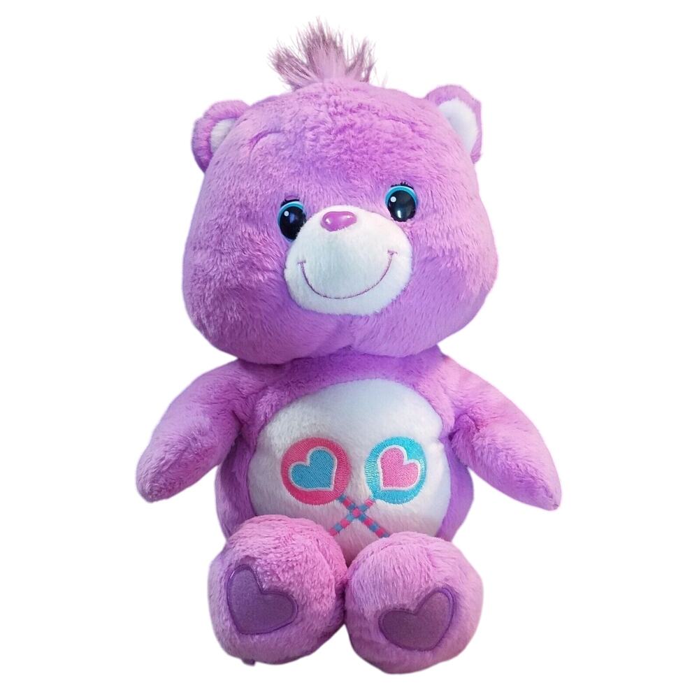 2012 CARE BEARS Share Bear Plush Stuffed Animal 13" Purple Lollipops